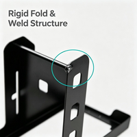 Support de montage en forme de L en acier SPCC noir mat avec revêtement en poudre, avec base et deux parois verticales pour utilisation avec des équipements industriels