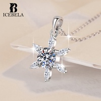 Bijoux fins à la mode 925 en argent Sterling oeil de cheval flocon de neige pentagramme Vvs Moissanite pendentif colliers pour femmes
