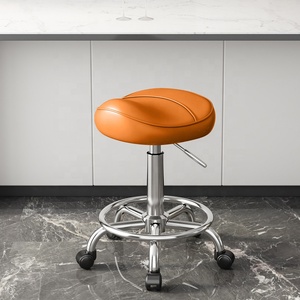 Round Rolling <b>Stool</b> Chair PU Leather Height Adjustable Swivel Drafting Work SPA Shop Salon <b>Stools</b> - Product Image 4