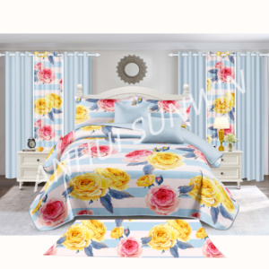 Juego de sábanas impresas de 10 Uds., juego de colchas para cortinas, 6 uds., sábanas impresas, alfombra tamaño King para sala de estar, cortinas a juego - Product Image 2