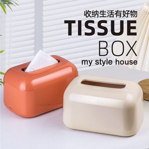 Caja de pañuelos creativa para escritorio, contenedor de almacenamiento rectangular de plástico con tapa, ecológico, para uso en el hogar y la oficina - Product Image 2