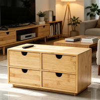 Armoire de rangement en bambou personnalisée à 4 tiroirs, mini armoire de rangement à tiroirs, table de maquillage pour le bureau et la maison, aucun assemblage requis