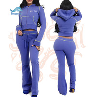 Sweat à capuche en tricot gaufré femmes ensembles tenues décontractées fermeture éclair haut court à capuche et pantalon ensemble Gym entraînement 2 pièces survêtement ensemble pour femmes