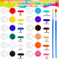 Juego de Pintura Acrílica Reutilizable Panwenbo, 12 Colores en Tiras, con 2 Pinceles, Pinturas Acrílicas No Tóxicas en Frascos