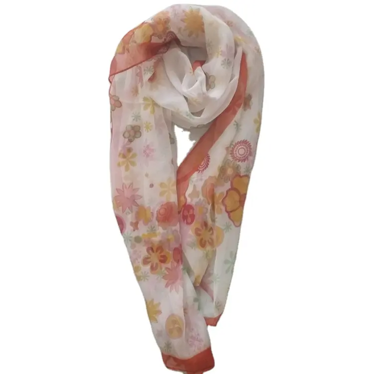 Designer Scarves Silk Scarves 100% Pure Disperse Dyestuff Print Women Chiffon Scarf