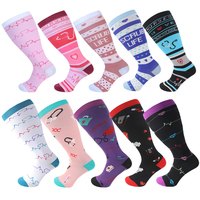 Chaussettes de compression grande taille, mollets extra larges, 20-30 mmHg, hauteur genou, pour hommes et femmes, amélioration de la circulation, motifs mignons