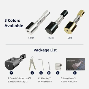Kunci Silinder <span class=keywords><strong>Digital</strong></span> Euro TTlock Tuya Hitam Pengganti Silinder Lama Hotel Apartemen Dukungan Kustom SDK dengan Aplikasi Anda Sendiri - Product Image 6