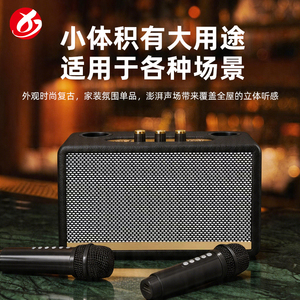 Altoparlante <span class=keywords><strong>Bluetooth</strong></span> per Karaoke con Scocca in Legno Classica, 2 Microfoni, Bassi Potenti, Design Premium in Legno per Serate di Canto in Famiglia - Product Image 4