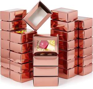 Boîtes à savon pour emballage artisanal, mini boîte en kraft avec fenêtre pour cadeau, emballage de pâtisserie et de bonbons (or rose) - Product Image 2