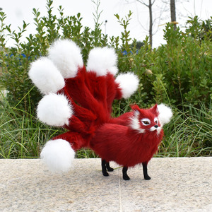 รูปปั้นสัตว์นุ่มนิ่มทำด้วยมือปรับได้มีหลายสีจิ้งจอกเก้าหางสำหรับโต๊ะอะนิเมะของขวัญแต่งงานแบบแฟนตาซี - Product Image 5