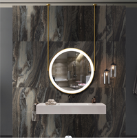 Smart Modern LED Stainless Frame Bathroom Mirror Anti-Fog Dimmable Wall-Mounted Backlit Vanity Mirror with Touch Sensor Switch