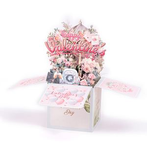 Happy Valentine's Day European Style HP Model 3D Pop up Surprise <b>Box</b> Paper Gift <b>Card</b> 18x18cm for Valentine's Party Decor - Product Image 4