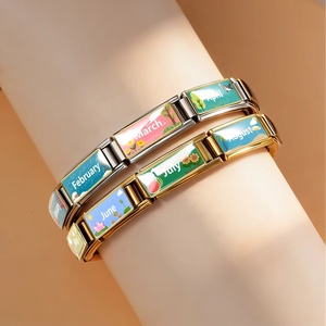 Abalorios de diseño original de la serie Colorful Month, tipo charm italiano, compatibles con pulseras de acero inoxidable de 9 mm, accesorios para la creación de joyas DIY - Product Image 2