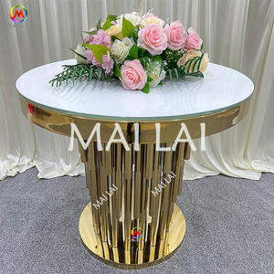 Mesa de acero inoxidable de lujo, mesa redonda de boda, diseño elegante, soporte de pastel dorado para decoración de eventos - Product Image 5