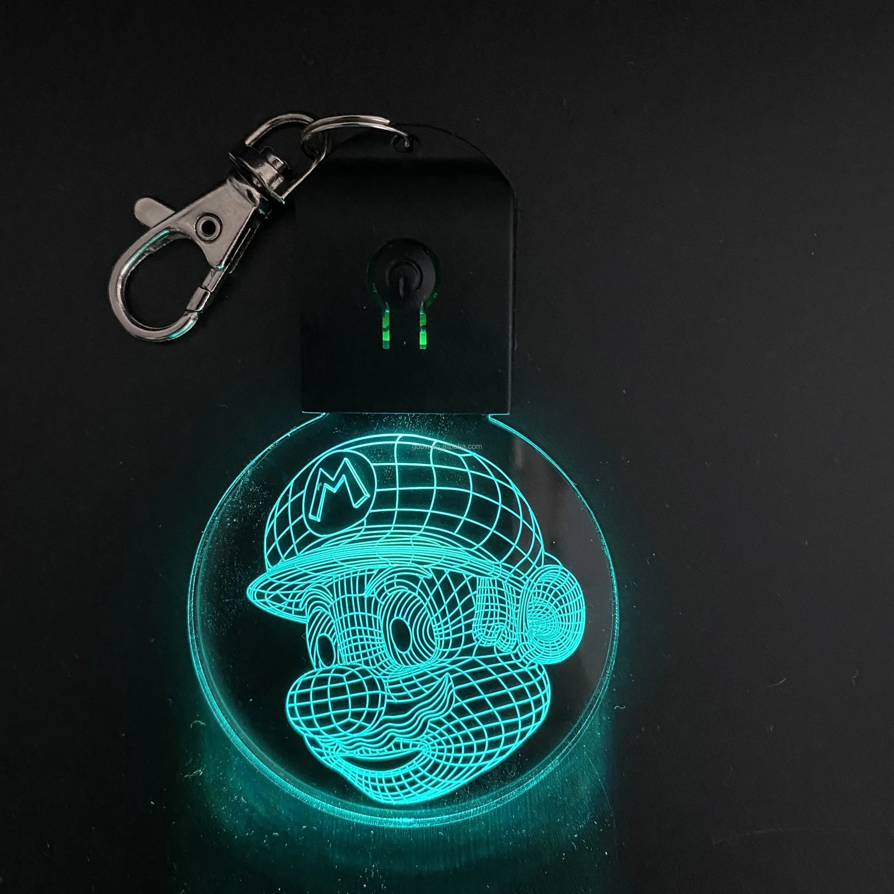 Logo personnalisé Led 7 couleurs affichage paillettes clair porte-clés acrylique vierge pour bricolage faire votre propre porte-clés Anime