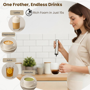 Batidora Eléctrica de Acero Inoxidable para Café, Espumador Automático de Matcha, Espumador de Leche Portátil Recargable por USB con 3 Cabezales de Batido - Product Image 3