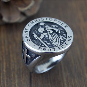 Anillos de Oro de 18K con Cruz Cristiana <span class=keywords><strong>y</strong></span> San Cristóbal, Estilo Religioso, Hechos a Medida en Titanio R, para Hombres <span class=keywords><strong>y</strong></span> Mujeres - Product Image 4