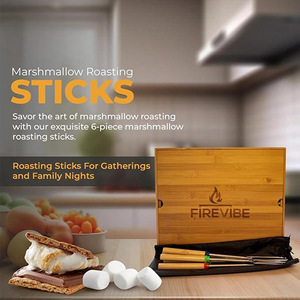 Firevibe Bamboo Storage Box For Barbecue Tools Square Handmade Gift Craft Box With Forks Set - Product Image 3