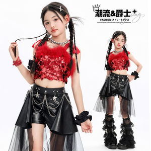Costume de scène pour filles, jazz, hip hop, <span class=keywords><strong>danse</strong></span> de rue, imprimé numérique en polyester - Product Image 2
