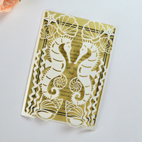 Invitations de mariage découpées au laser motif hippocampe, décoration de fête sur la plage, cartes d'invitation hippocampe