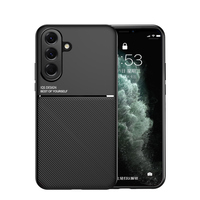 Support magnétique pour voiture, coque arrière antichoc en cuir PU mat pour Samsung Galaxy A57 / A37, protection de l'objectif de l'appareil photo, pare-chocs souple en TPU