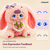 Peluche interactive intelligente Aimmy, lapin kawaii, jouet en peluche doux, lapin aux longues oreilles, poupée, bouquet de fleurs au crochet, chat vocal IA, Montessori