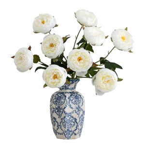 Fleurs de pivoine artificielles Meng Jie, couleur champagne, polyester, décorations murales pour mariage, décoration de table à domicile - Product Image 5