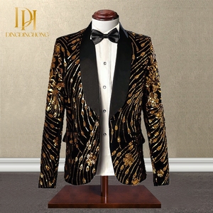 Order Online Black Gold Suits Men Velvet Blazer With Gold Trim | Alibaba.com