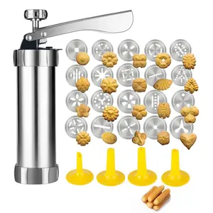 2023 Upgrade Aluminum Cookie Maker Press Kit Manual Churros Maker Machine Christmas Spritz Cookie Press Gun Biscuit Tools Set