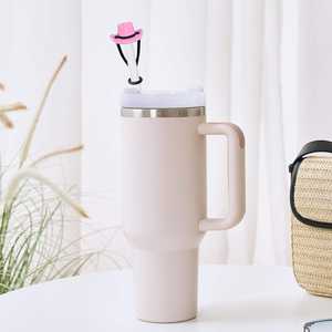 Sombrero de vaquero de silicona de 10mm, tapa de pajita reutilizable para beber, cubiertas para polvo, accesorios para Barra de vaso de 40oz, tapa de botella de embalaje a granel - Product Image 6