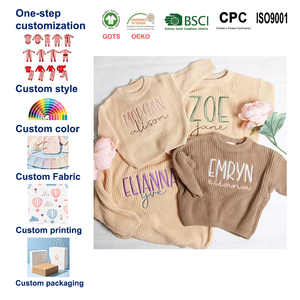Maglione <span class=keywords><strong>per</strong></span> Neonati Personalizzato Fai-da-Te in 100% Cotone con Lettere/<span class=keywords><strong>Nome</strong></span> del Bambino Ricamate a Mano/Macchina, Regalo di Compleanno <span class=keywords><strong>per</strong></span> Bambini e Bambine - Product Image 1
