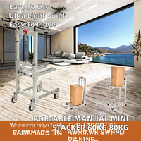 Mini gerbeur manuel portable léger en acier avec chaîne pour usage domestique, certifié ISO CE, garantie 1 an, 60KG 80KG