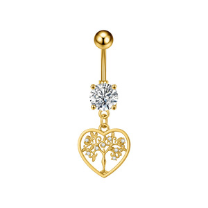 Gaby Jewelry <span class=keywords><strong>Piercing</strong></span> Nouveau Style Exquis Plaqué <span class=keywords><strong>Or</strong></span> Acier Inoxydable Cœur Arbre de Vie Nœud Fleur Zircon Piercings de <span class=keywords><strong>Nombril</strong></span> - Product Image 5