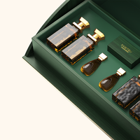 Boîte de présentation de parfum à couvercle rabattable en bois grainé vert émeraude, étui de rangement de parfum personnalisé avec logo pour plusieurs flacons
