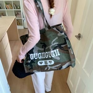 Retro Camouflage Pattern Tote <b>Bags</b> Women <b>Large</b> Capacity <b>Canvas</b> Totes for Outdoor Travel Camping Shopping - Product Image 2