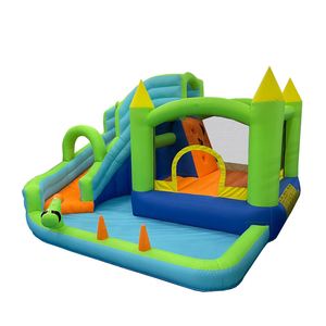 Château gonflable avec toboggan et piscine à pistolets à eau pour enfants, idéal pour les fêtes à domicile – Nouveauté très prisée - Product Image 1