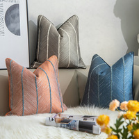 Housse de coussin moderne de luxe léger avec passepoil, taie d'oreiller jacquard géométrique, coussin décoratif pour hôtel, canapé et salon