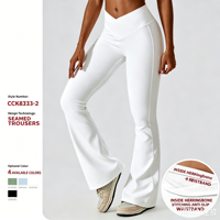 Celana Yoga Wanita High Waist Seamless Solid Breathable dengan Saku, Celana Pendek Atletik Tenis Panjang Penuh Bahan Spandex/Nylon