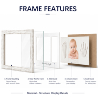 Marco de Fotos para Bebé, Recuerdo con Huellas de Manos y Pies, Marco de Fotos Personalizado de Madera Blanca, Decoración de Pared para Cuarto de Bebé, Caja de Regalo para Colgar en la Pared