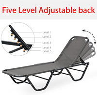 Vente en gros d'usine, ensemble de deux chaises longues pliantes noires pour le camping, le bord de la piscine, le jardin, la terrasse, la plage