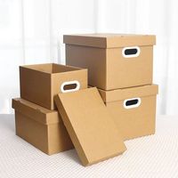 Grandes boîtes de rangement carrées en kraft durables, réutilisables et écologiques avec couvercles gaufrés, conteneurs en papier pour l'expédition et le déménagement