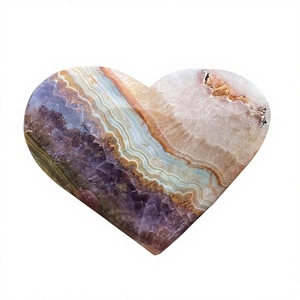 Corazones de Ágata Mexicana de Amatista, Cristales Naturales de Cuarzo, Especímenes Minerales, Cristal Tallado para Chakra de la Corona - Product Image 4
