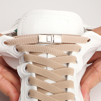 2024New Style élastique 8mm largeur plat paresseux lacets métal croix boucle pas de cravate lacet baskets lacets