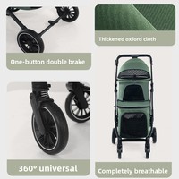 Poussette pour animaux de compagnie en acier carbone double couche, pliable en un clic, chariot pour chiens et chats, remorque pour animaux de compagnie, poussette pour bébé