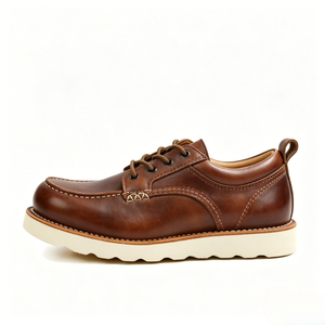 Chaussures de travail décontractées pour hommes en cuir de vachette de qualité supérieure, à bout mocassin, avec couture Goodyear, semelle en caoutchouc blanc et <span class=keywords><strong>mousse</strong></span>, fabrication OEM ODM - Product Image 1