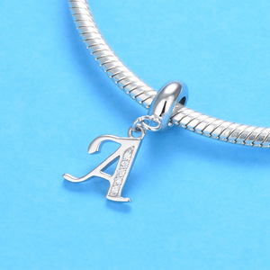Colgante de Plata de Ley 925 con <span class=keywords><strong>Letra</strong></span> Inicial <span class=keywords><strong>L</strong></span>, Personalizado con Alfabeto y Circonitas, para Pulseras DIY - Product Image 6