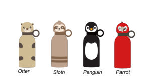 Bottiglia d'acqua isolata in acciaio inossidabile con testa di animale morbida staccabile, divertente per bere, per bambini e ragazzi - Product Image 2