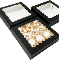 Boîtes à donuts en papier kraft à 9 compartiments avec fenêtre transparente pour chocolats, fraises, macarons, mini-gâteaux