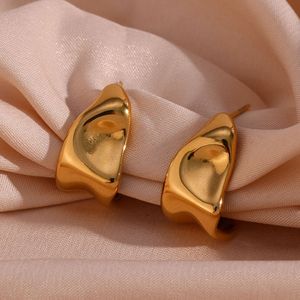Boucles d'oreilles créoles en <span class=keywords><strong>acier</strong></span> inoxydable pour femmes, forme trapèze géométrique abstraite, boucles d'oreilles originales pour femmes - Product Image 6