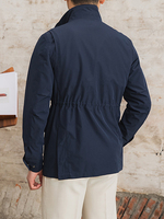 Veste Homme de Chasse Étanche Style Britannique M65 Rétro, Col Montant Léger pour l'Été, Coupe Ajustée et Demi-Doublée